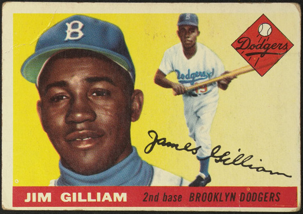 1955 Topps Jim Gilliam #5 Brooklyn Dodgers Low Grade - Creases Example B front of card