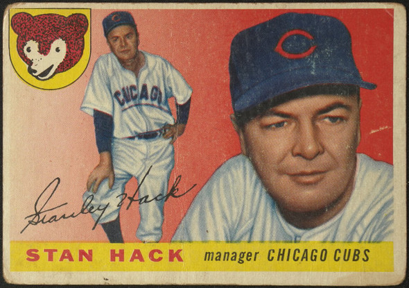 1955 Topps Stan Hack #6 Chicago Cubs Low Grade - Creases — Example C front of card