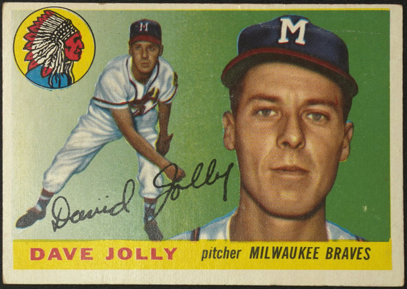 1955 Topps Dave Jolly #35 Milwaukee Braves Fair front of card