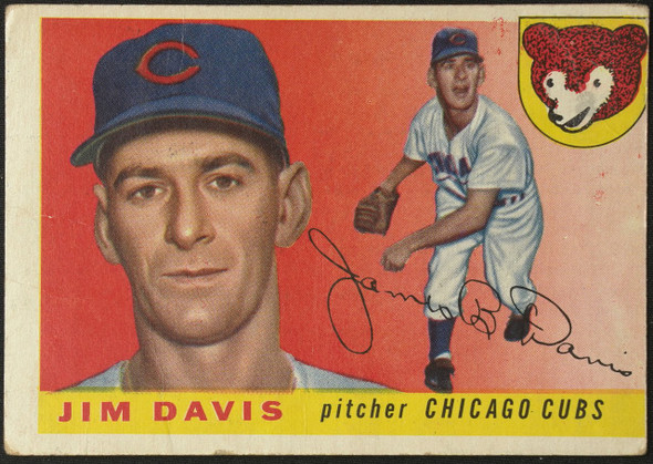 1955 Topps Jim Davis #68 Chicago Cubs RC Low Grade - Creases — Example D front of card
