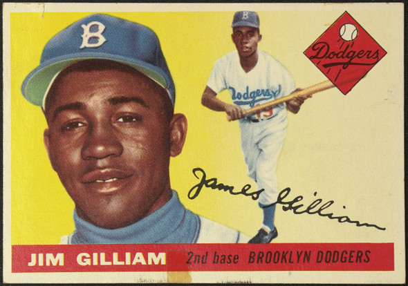 1955 Topps Jim Gilliam #5 Brooklyn Dodgers Low Grade - Creases — Example C front of card