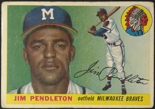 1955 Topps Jim Pendleton #15 Milwaukee Braves Fair Example B front of card
