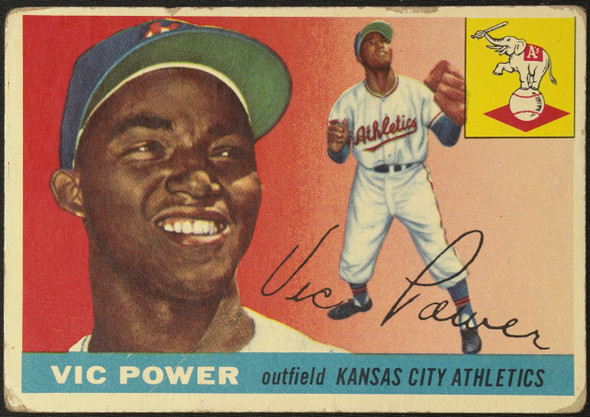 1955 Topps Vic Power #30 Kansas City Athletics Fair front of card