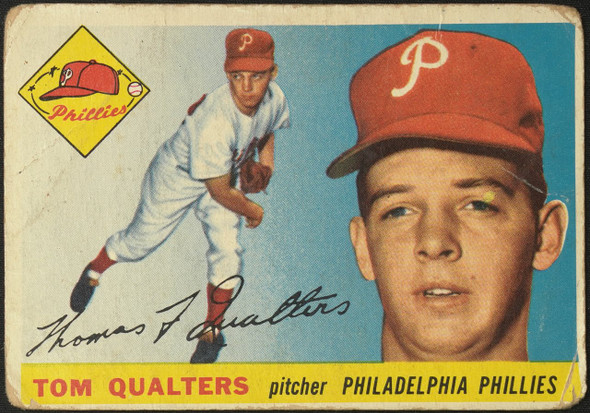 1955 Topps Tom Qualters #33 Philadelphia Phillies Low Grade - Creases front of card