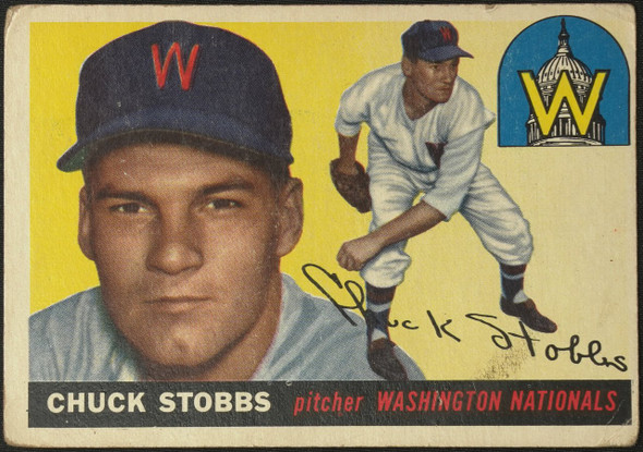 1955 Topps Chuck Stobbs #41 Washington Senators Fair Example C front of card