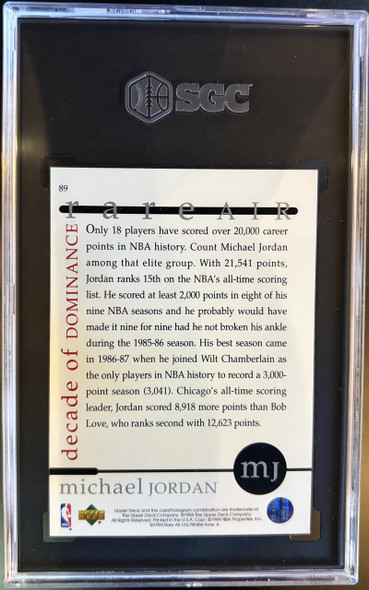 1994 Upper Deck Rare Air Michael Jordan #89 HOF SGC 8 back of card
