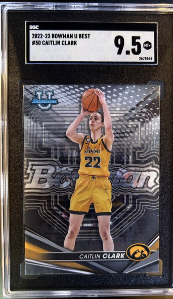 2022-23 Bowman U Best Caitlin Clark #50 SGC 9.5 front of card