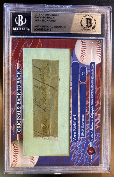 2023 Historic Autographs Originals Back-to-Back Vern Bickford BAS Authentic Autograph front of card