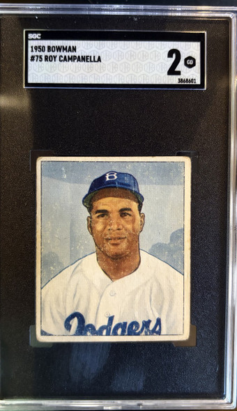 1950 Bowman Roy Campanella #75 HOF SGC 2 front of card
