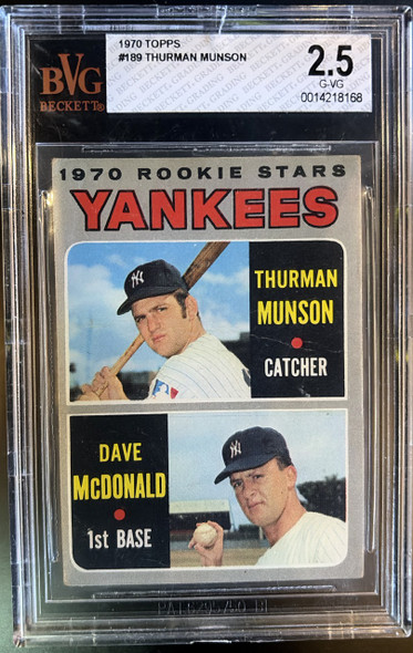 1970 Topps Thurman Munson #189 RC BVG 2.5 front of card