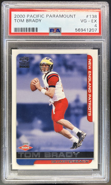 2000 Pacific Paramount Tom Brady #138 RC PSA 4 Cert 56941207 front of card