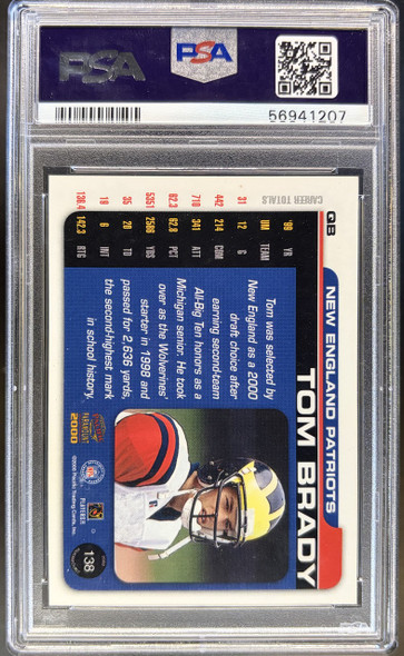 2000 Pacific Paramount Tom Brady #138 RC PSA 4 Cert 56941207 back of card