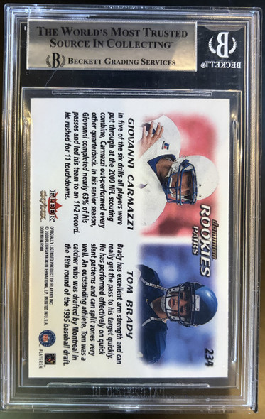 2000 SkyBox Dominion Carmazzi / Brady #234 Base RC BGS 8 back of card
