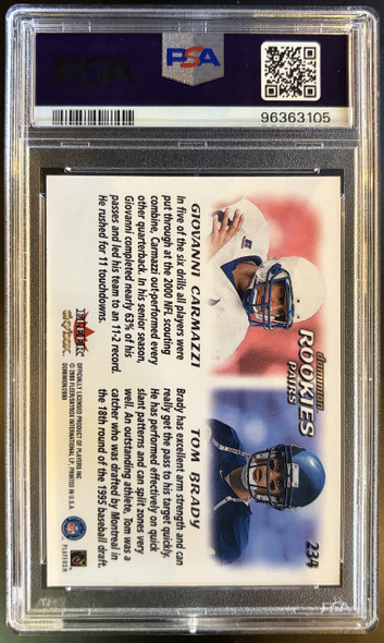 2000 SkyBox Dominion Carmazzi / Brady #234 Base RC PSA 7 back of card