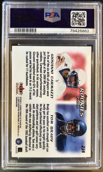 2000 SkyBox Dominion Carmazzi / Brady #234 Base RC PSA 8 back of card