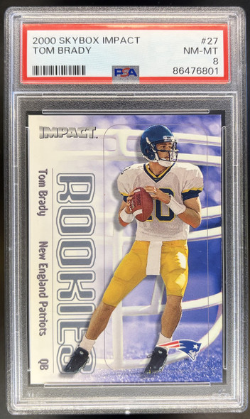 2000 SkyBox Impact Tom Brady #27 RC PSA 8 Cert 86476801 front of card