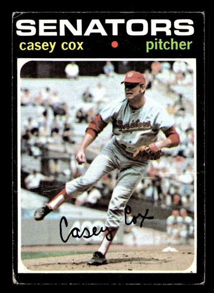 1971 Topps Casey Cox #82 Washington Senators VG — Example A front of card