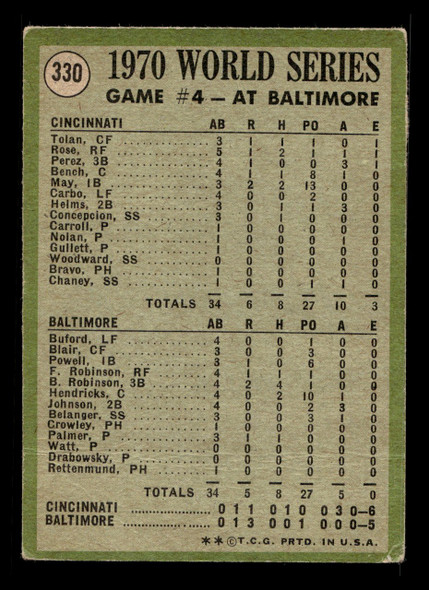 1971 Topps 1970 World Series Game #4 #330 World Series VG back of card