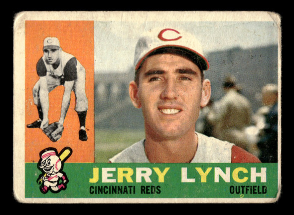 1960 Topps Jerry Lynch #198 Cincinnati Reds Low Grade - Creases — Example B front of card