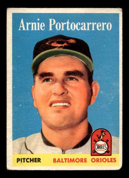 1958 Topps Arnie Portocarrero #465 Baltimore Orioles Low Grade - Creases front of card