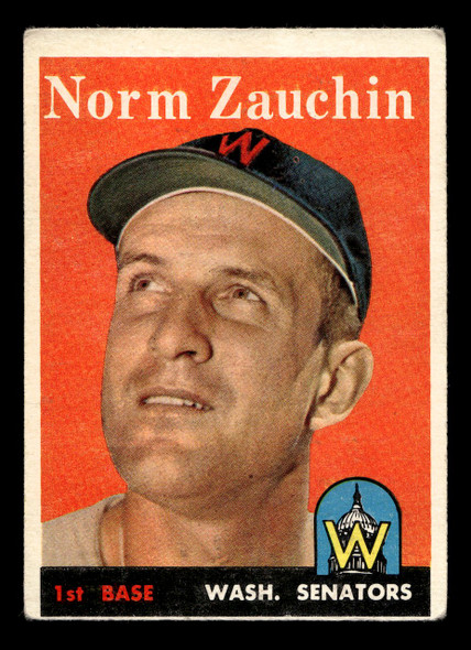 1958 Topps Norm Zauchin #422 Washington Senators VG front of card