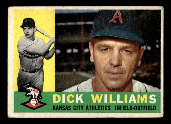 1960 Topps Dick Williams #188 Kansas City Athletics HOF Low Grade - Creases front of card