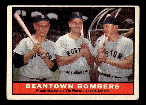 1961 Topps Frank Malzone / Vic Wertz / Jackie Jensen #173 Boston Red Sox VG front of card