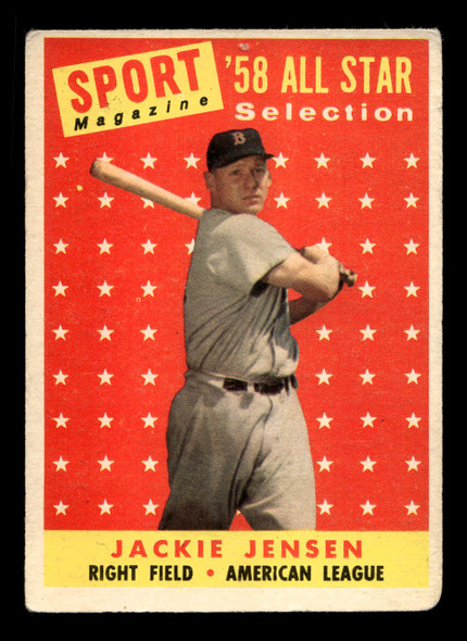 1958 Topps Jackie Jensen #489 Sport Magazine '58 All-Star Selection Good front of card