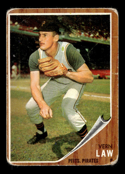 1962 Topps Vern Law #295 Pittsburgh Pirates Low Grade - Creases front of card