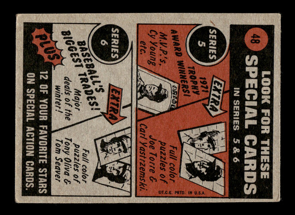1972 Topps John Ellis #48 In Action VG back of card