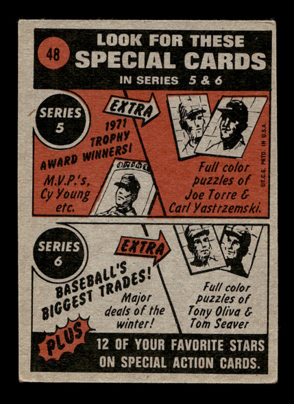 1972 Topps John Ellis #48 In Action VG back of card