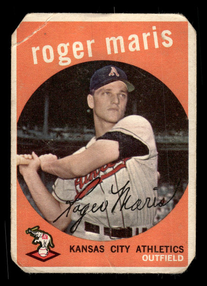 1959 Topps Roger Maris #202 Kansas City Athletics Low Grade - Creases front of card