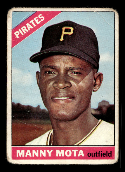 1966 Topps Manny Mota #112 Pittsburgh Pirates Low Grade - Creases front of card