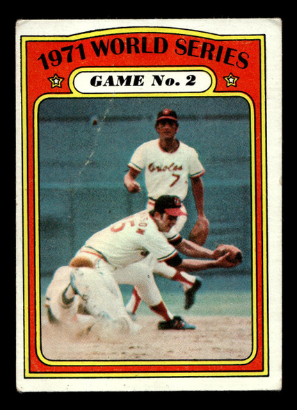 1972 Topps Mark Belanger / Davey Johnson - 1971 World Series Game 2 #224 1971 World Series VG front of card