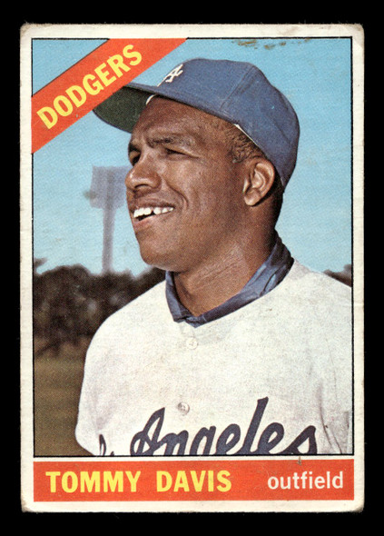 1966 Topps Tommy Davis #75 Los Angeles Dodgers Low Grade - Creases front of card