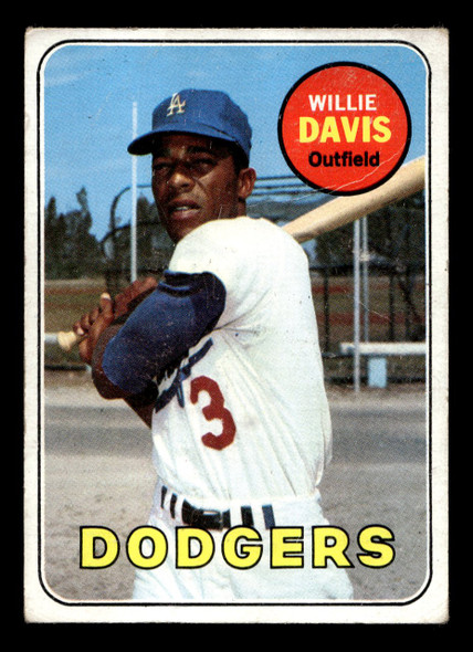 1969 Topps Willie Davis #65 Los Angeles Dodgers VG-EX front of card