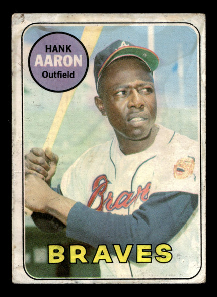 1969 Topps Hank Aaron #100 Atlanta Braves HOF Low Grade - Creases front of card