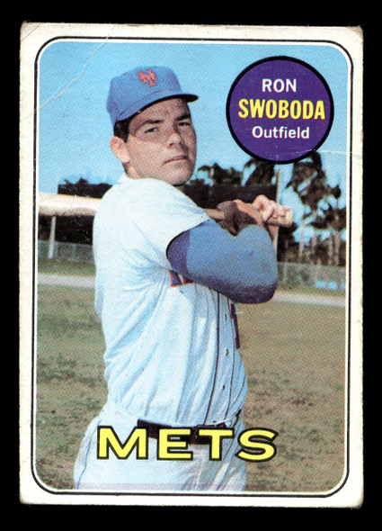 1969 Topps Ron Swoboda #585 New York Mets Low Grade - Creases front of card