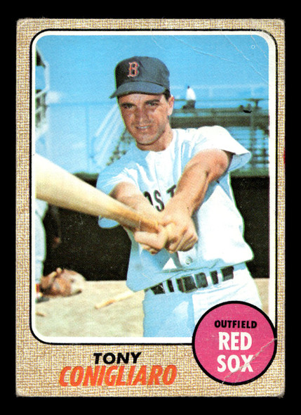 1968 Topps Tony Conigliaro #140 Boston Red Sox Low Grade - Creases front of card