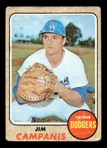 1968 Topps Jim Campanis #281 Los Angeles Dodgers Low Grade - Creases front of card