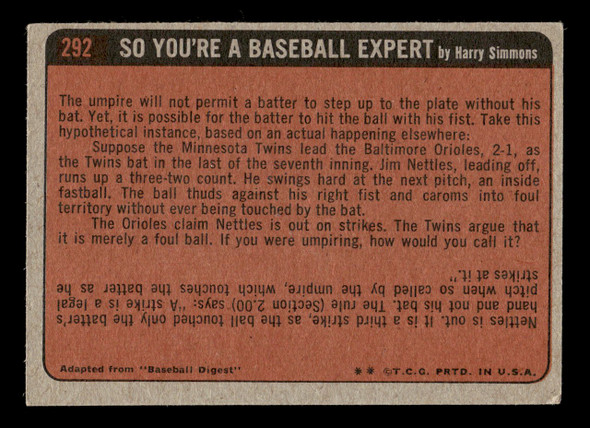 1972 Topps Hal McRae #292 In Action VG-EX — Example A back of card