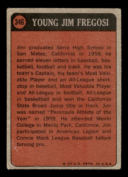 1972 Topps Jim Fregosi #346 Boyhood Photos of the Stars VG-EX — Example A back of card