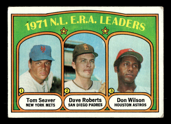 1972 Topps Tom Seaver / Dave Roberts / Don Wilson #91 1971 NL ERA Leaders HOF VG-EX front of card