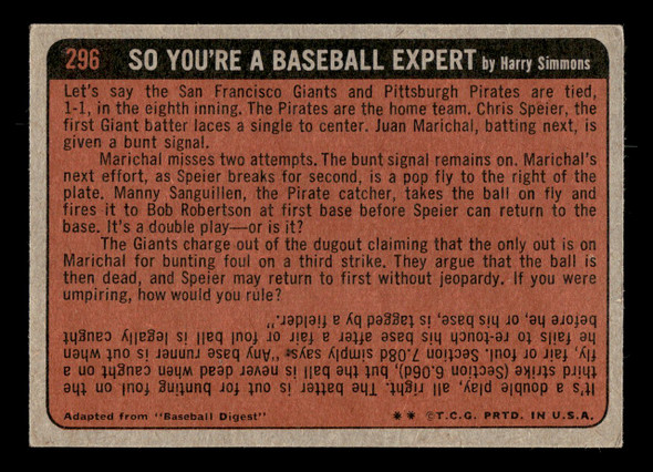 1972 Topps Dick Dietz #296 In Action VG-EX back of card