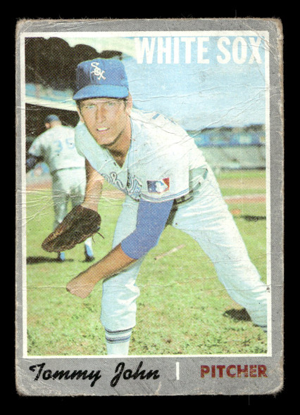 1970 Topps Tommy John #180 Chicago White Sox Low Grade - Creases front of card