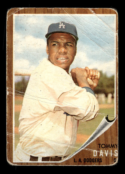 1962 Topps Tommy Davis #358 Los Angeles Dodgers Low Grade - Marks front of card