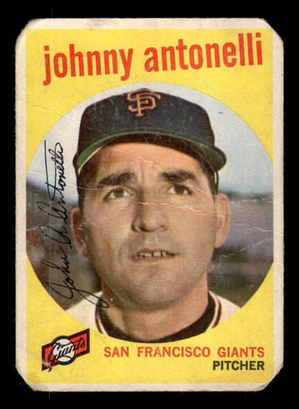 1959 Topps Johnny Antonelli #377 San Francisco Giants VG front of card