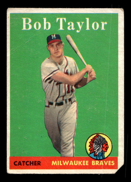 1958 Topps Bob Taylor #164 Milwaukee Braves Hawk Taylor name variation VG-EX front of card