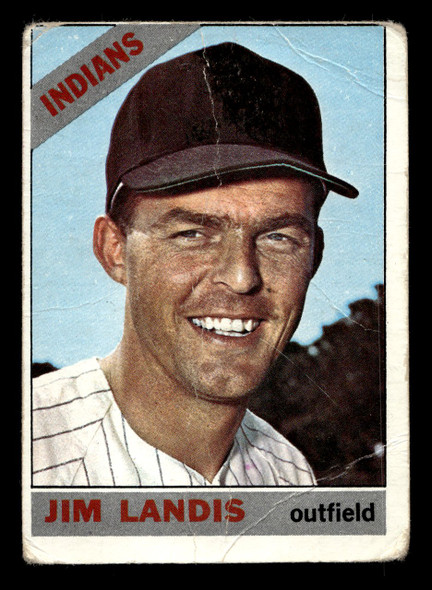 1966 Topps Jim Landis #128 Cleveland Indians Low Grade - Creases front of card