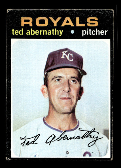 1971 Topps Ted Abernathy #187 Kansas City Royals Low Grade - Creases - Front